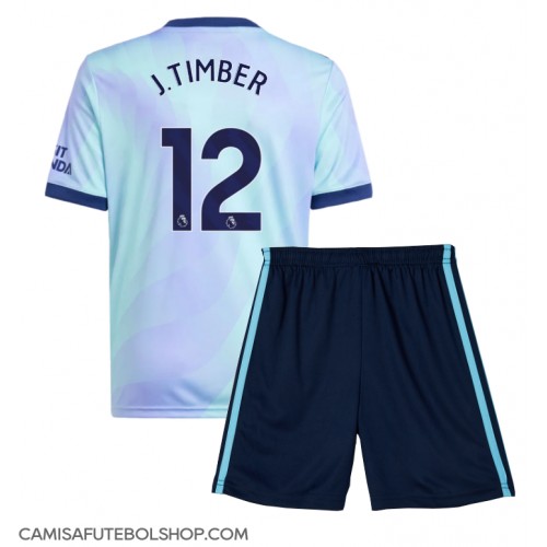 Camisa de time de futebol Arsenal Jurrien Timber #12 Replicas 3º Equipamento Infantil 2024-25 Manga Curta (+ Calças curtas)